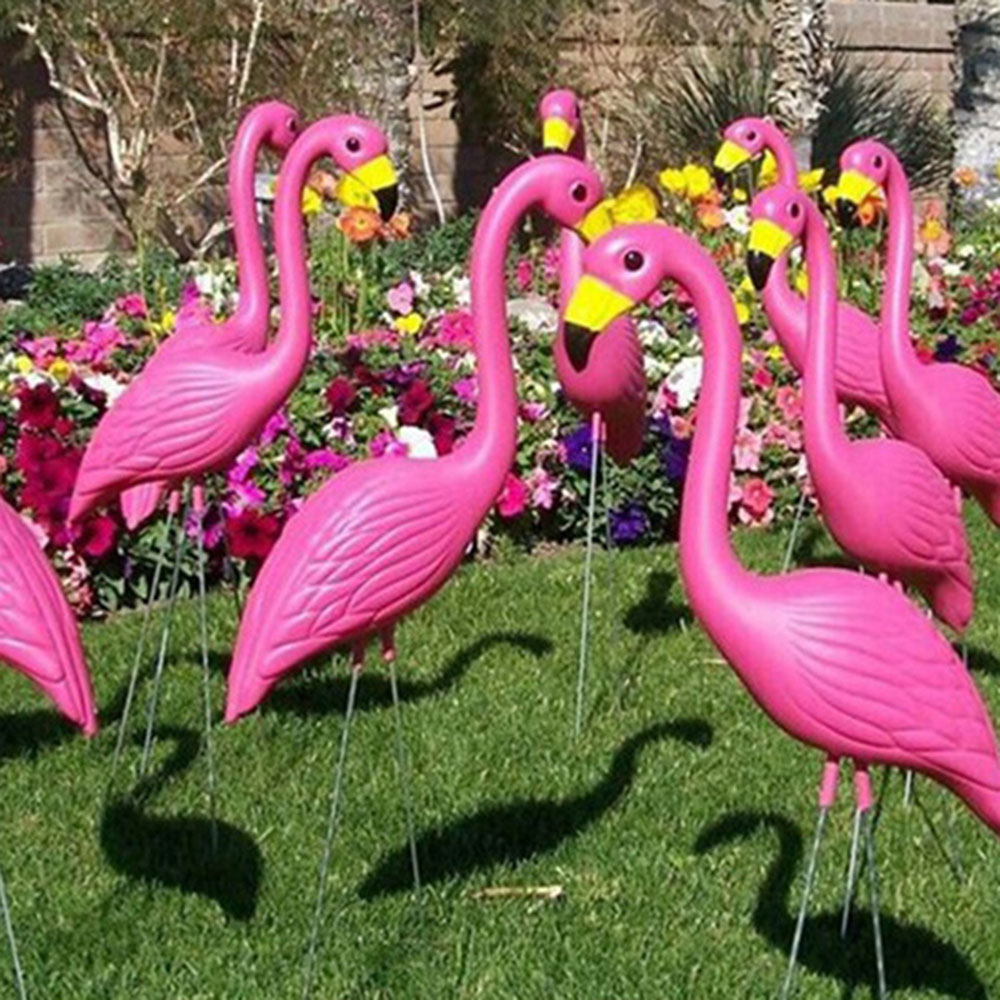 Smukke flamingo ornament plast kunstige livagtige kunst flamingo græsplæne dekoration dekorere flamingo figurer gård balkon
