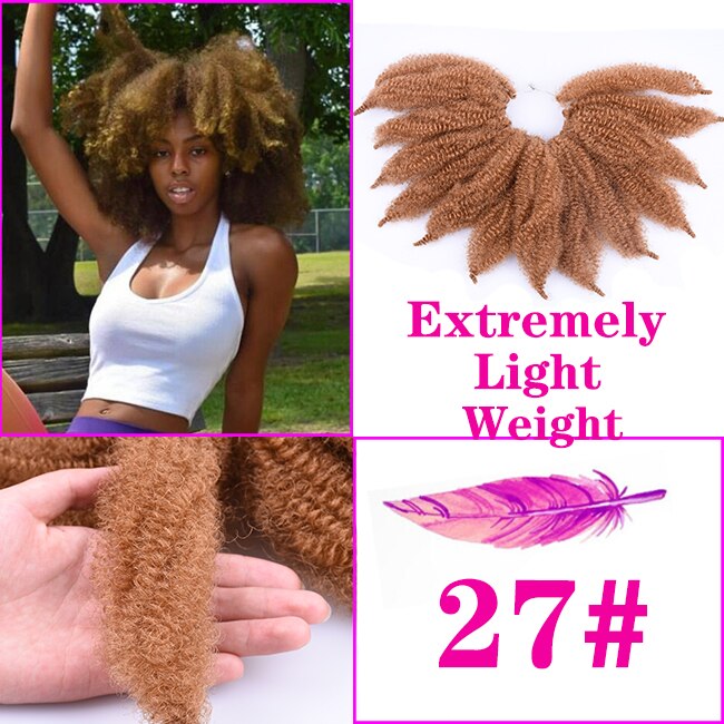 Tresses Afro Marley synthétiques souples 8 ''| Extensions de tresses au Crochet, tresses crépues en Fiber de haute température pour femmes: #27 / 1 Pcs/Lot