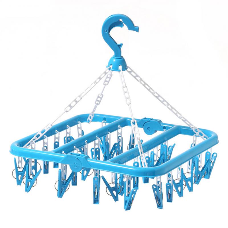Laundry Clothes Peg Sock Underwear Washing Clothes Drying Rack Peg Hanger: blue