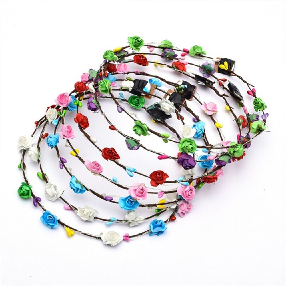 10PCS LED Wreaths LED Flower Crown for Women Wedding Wreath Headband Christmas Party Decoration LED Hair Band
