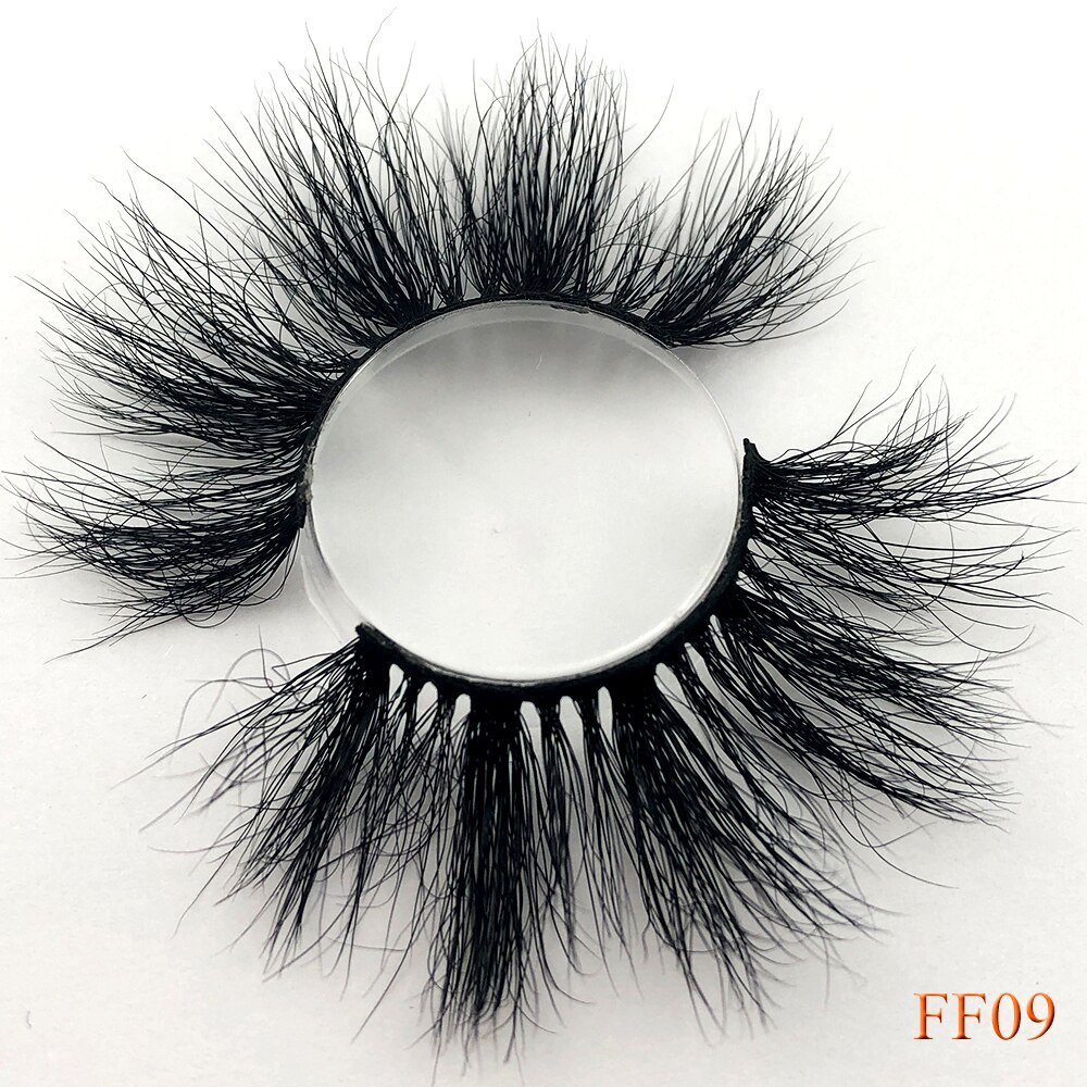 100% cils de vison 25mm cils moelleux en désordre 3D faux cils dramatiques longs cils naturels gros maquillage cils de vison: FF09