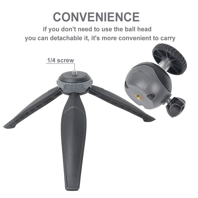 XILETU XS20 Mini Tabletop Tripod Desktop Phone Holder Stand with Clip and Ball Head for iPhone Cell Phone Smartphone DSLR Camera