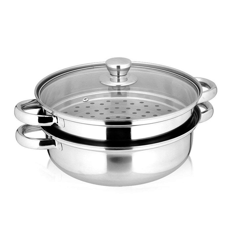 3 Layer 2 Layer 28Cm Rvs Stoom Pot 3 Layer Thicken Pot Fornuis Stoomboot Grid Pot: Two layer