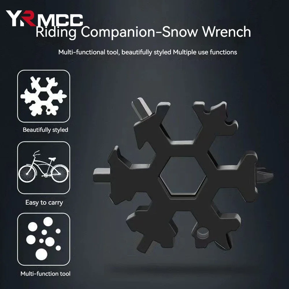 Llave 18 en 1 para coche, herramienta de llave multifuncional portátil de acero inoxidable con copos de nieve para accesorios de destornillador octogonal automático