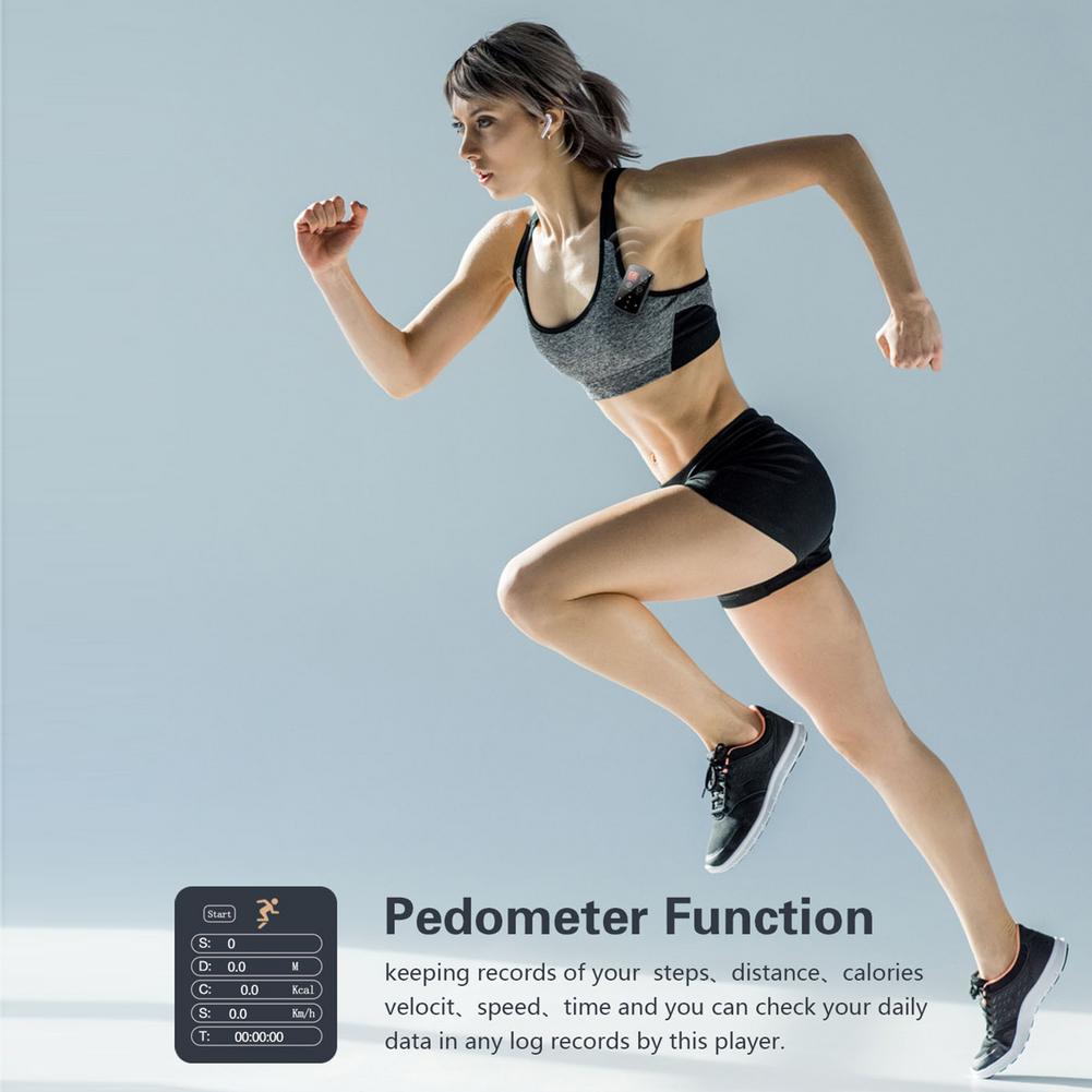 Mini Clip Bluetooth 5.0 MP3 Player Portable Music Lossless HiFi Sound Audio MP3 Player With FM Radio Pedometer Function