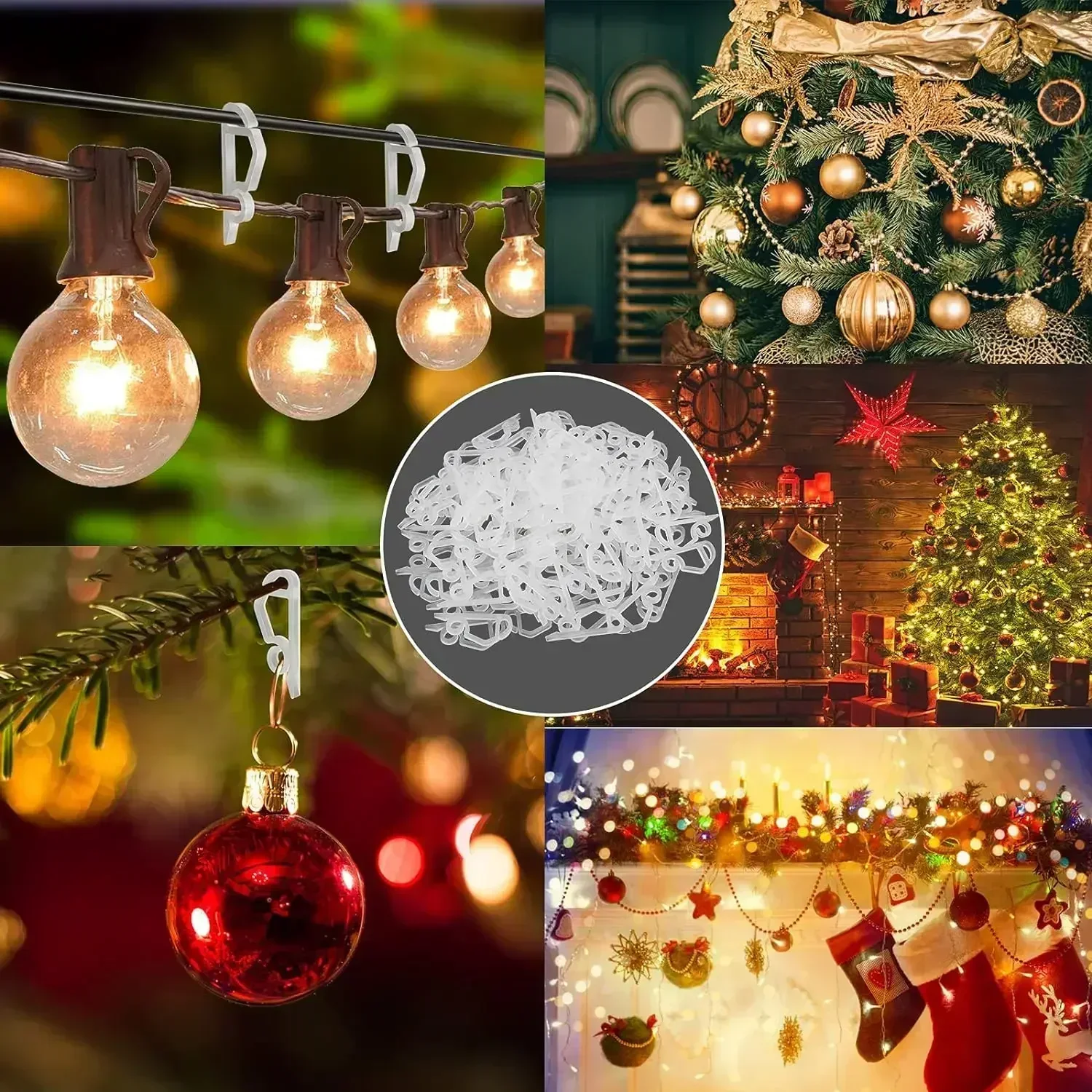 Outdoor Dachrinnenklammer Lichterketten Halter Lichterkette Clips Haken Drahtklemme Halloween Weihnachtsbaum Dekor