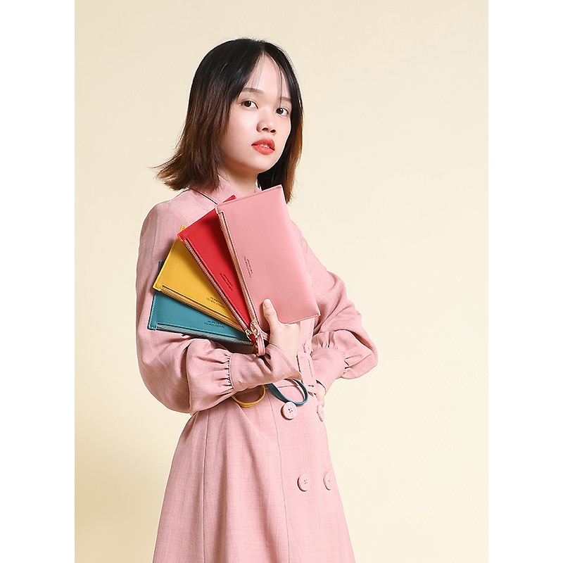 Colorful Wristband Women Long Wallet Simple Female Wallets Clutch Lady Purse Zipper Phone Pocket Card Holder Ladies Carteras