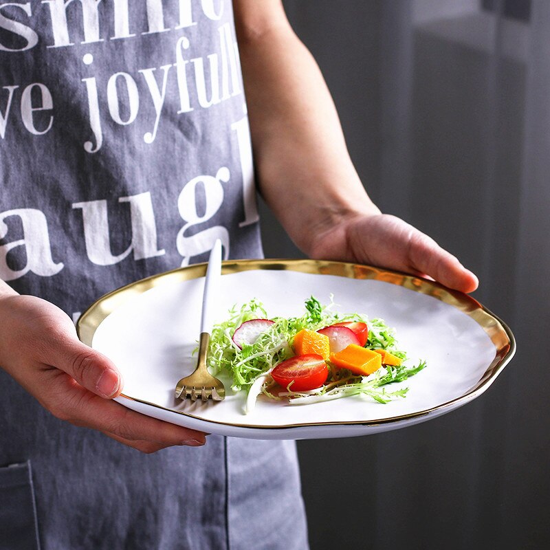 Ceramic Western Steak Plate Retro European Phnom Penh Breakfast Plates Household Restaurant Vegetables Salad Platter