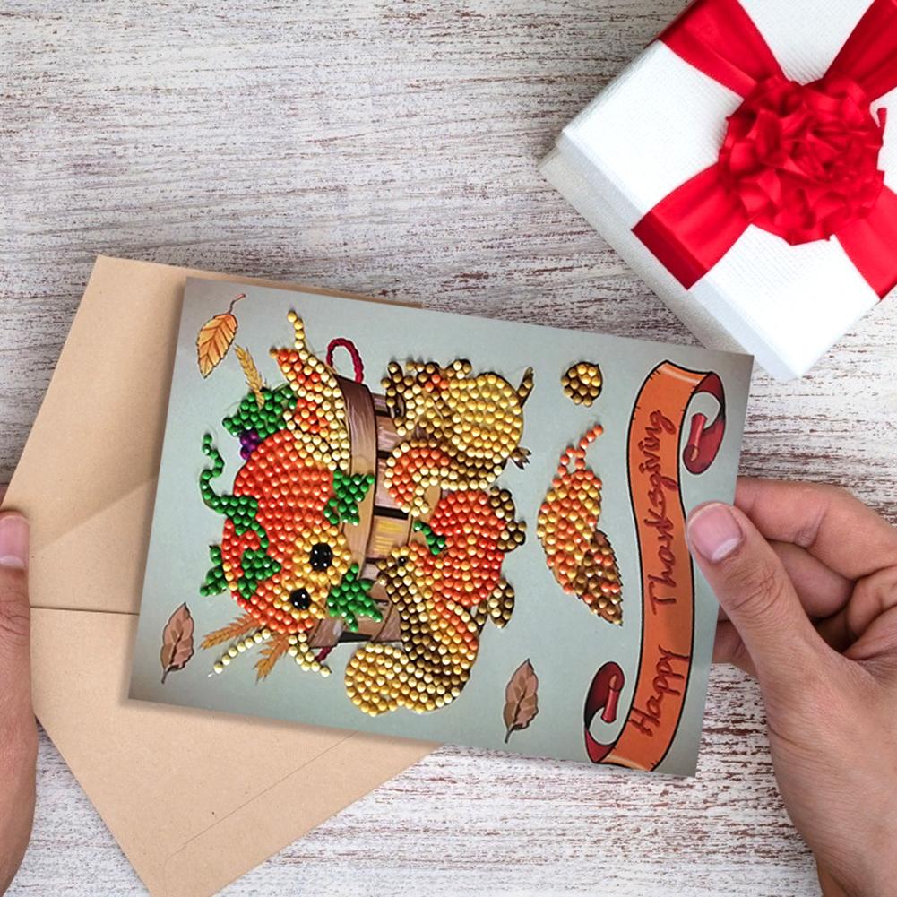 4pcs DIY Diamond Painting Greeting Card Painting Set Festival Party Christmas Birthday Hand Wish Card Wedding Card Box