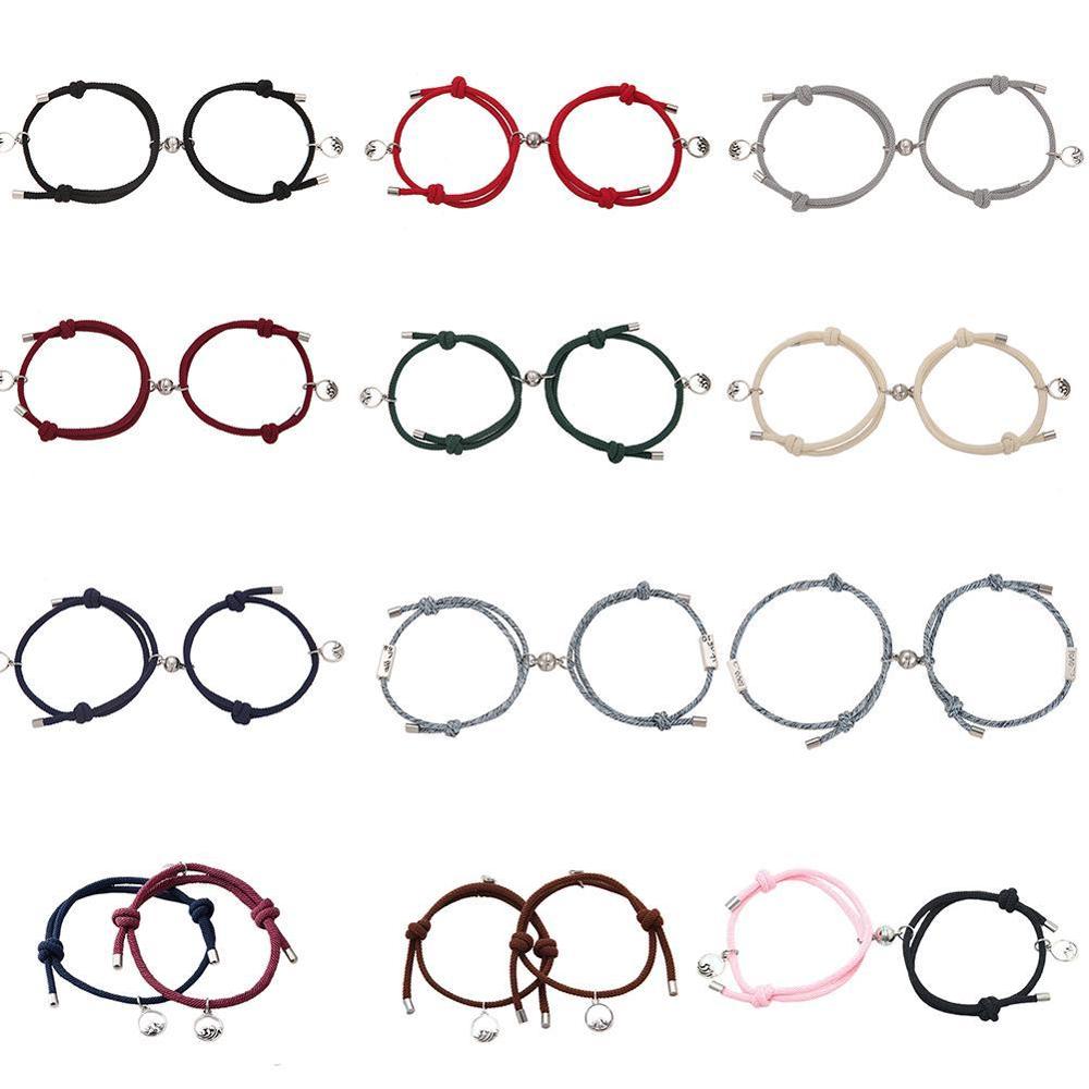 2 unids/set de pulsera emparejada para amantes imán distancia pareja Braslet para niña niño cuerda trenzada