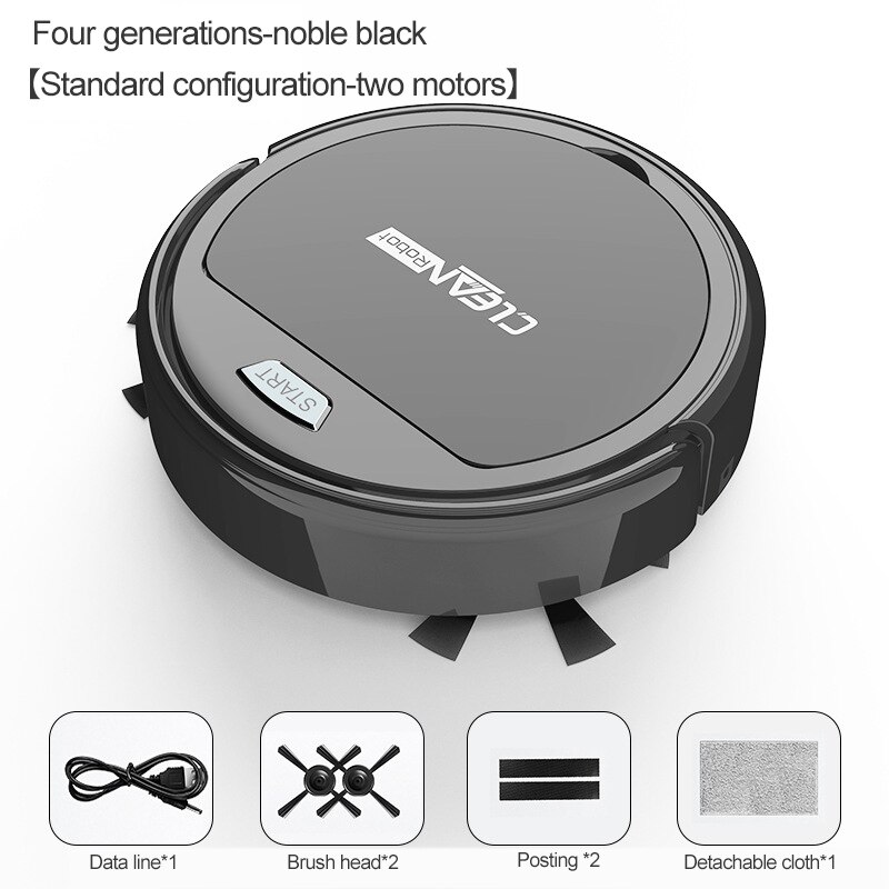 3 In 1 Roboter Staubsauger USB Aufladbare Smart Kehr Roboter Automatische Kehrmaschine Wischen Trocken Nass Hause Boden Reinigung Maschine: Black 1200mAh
