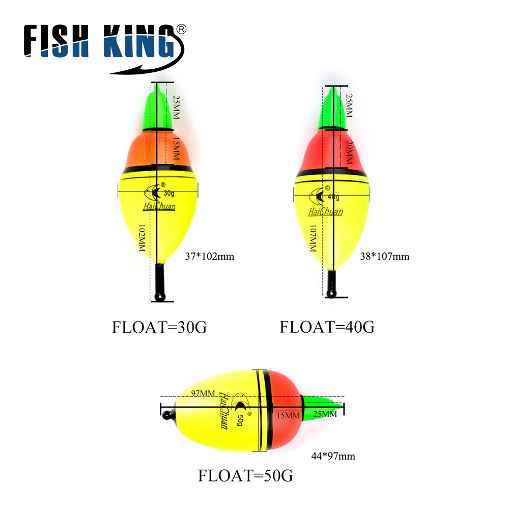 Fiskekonge 2 stk fiskeri flyder intelligent elektronisk lys bobber 30g/40g/50g fisk avanceret eva plast float bid alarm