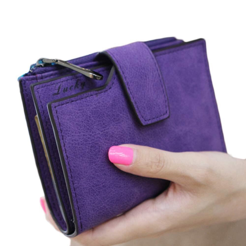 Small Female Purse short purse Lady Letter Snap Fastener Zipper Short Clutch Wallet Solid Vintage Matte Women Wallet: 5