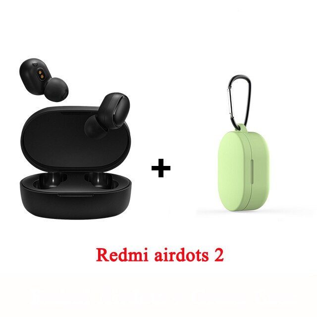 Originale auricolari di trasporto-libero Xiaomi Redmi Airdots 2 senza fili di bluetooth 5.0 auricolari AI controllo Xiaomi Redmi Airdots 2: with green case