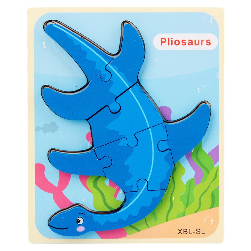 Dinosaur 3D Puzzle Early Educational Jigsaw Puzzle Cartoon Wooden Kids Toy for Boys Girls Montessori Toys: E