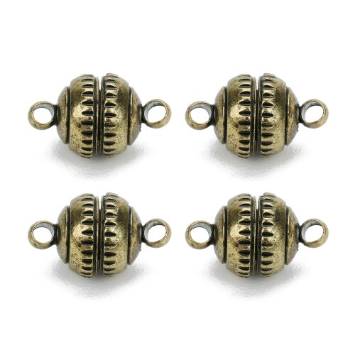 Fostfo 5 unids/lote ganchos de cierre magnético cierres para joyería tapas de los extremos collar pulseras conectores de cierre para joyería suministros: Antique Bronze