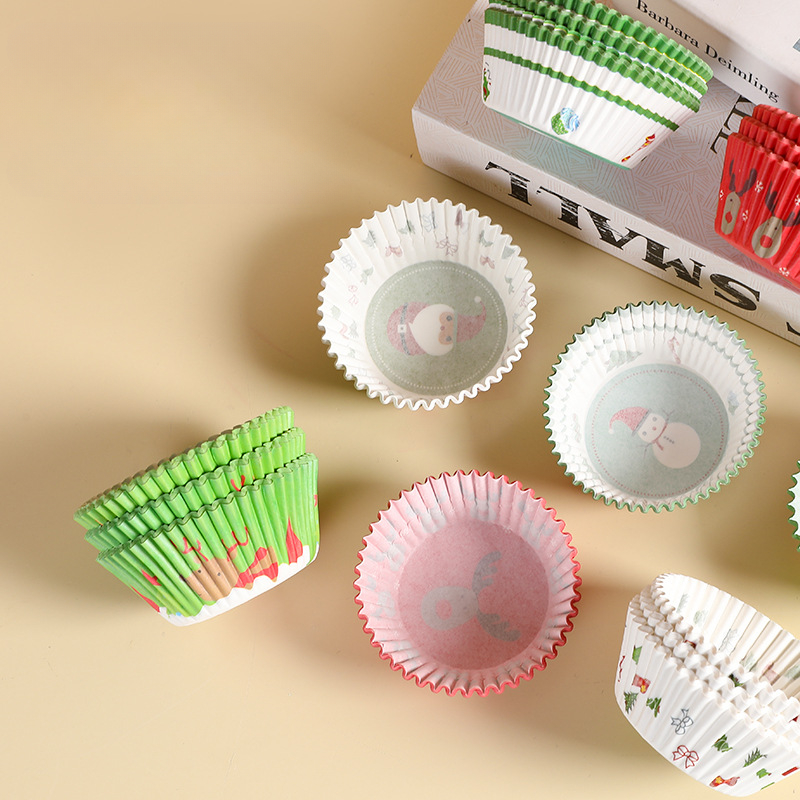 400 stuks taartpapierhouder cirkel bakpapier lade cupcake liners kopjes pan party muffin wegwerp kersttaart papierlade