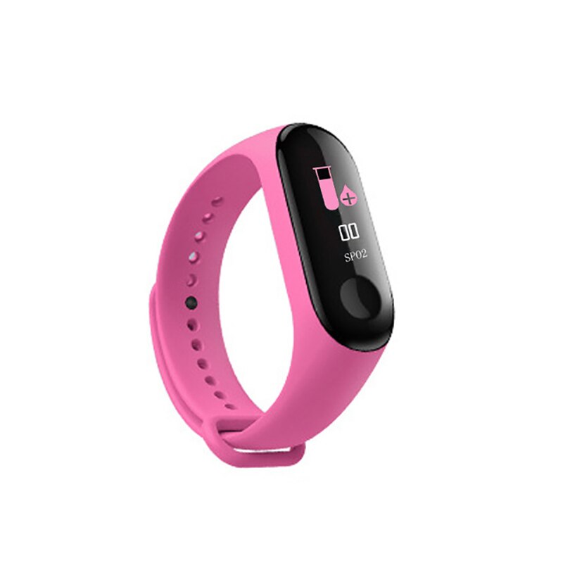 Reloj inteligente M3 para hombre y mujer, reloj deportivo con control de la frecuencia cardíaca y de la presión sanguínea, alarma y recordatorio de llamadas: Pink