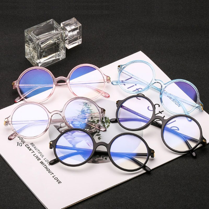 Montura de gafas antiluz azul para hombre y mujer, lentes transparentes redondas Vintage, gafas de protección óptica
