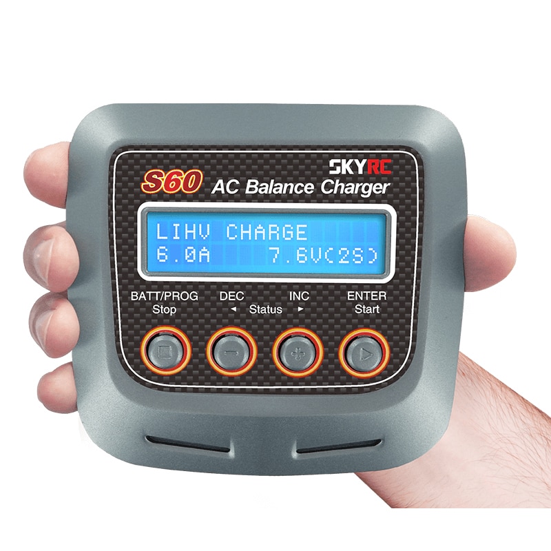 SKYRC S60 caricabatterie bilanciamento 6A 60W 10W scaricatore per LiHV LiPo Li-ion LiFe NiMH NiCD Pb batteria AGM modalità fredde
