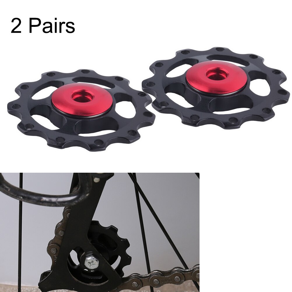 2 Pcs Aluminum Sealed Bearing Jockey Bicycle Riding Mountain Bike Wheel Rear Derailleur Pulleys Supplies Tool Bike Accessories: Black