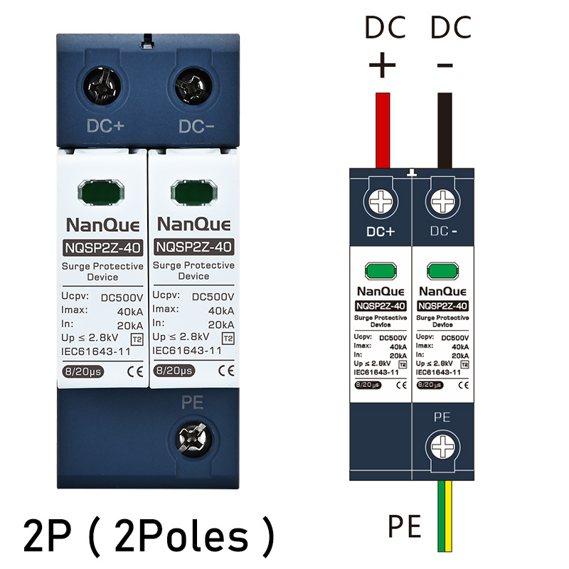 Protector contra sobretensiones DC SPD 100V 250V 500V 800V 1000V Protector contra rayos 20KA 40KA 60KA nueva energía Protector contra sobretensiones DC