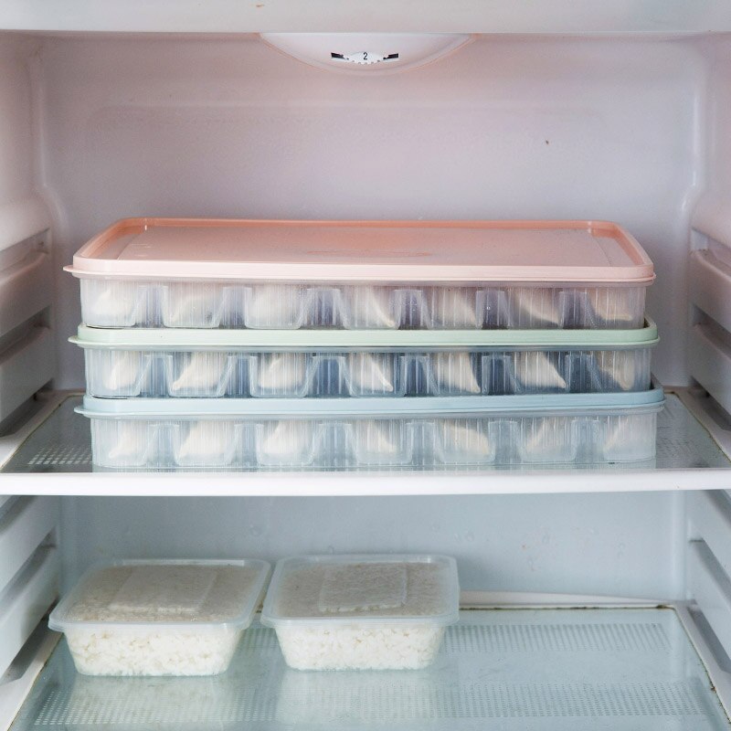 1Pcs Plastic Dumpling Box Frozen Fresh Storage Box Frozen Fresh Crisp Independent Sub-Grid To Avoid Adhesion Plastic Storage Box