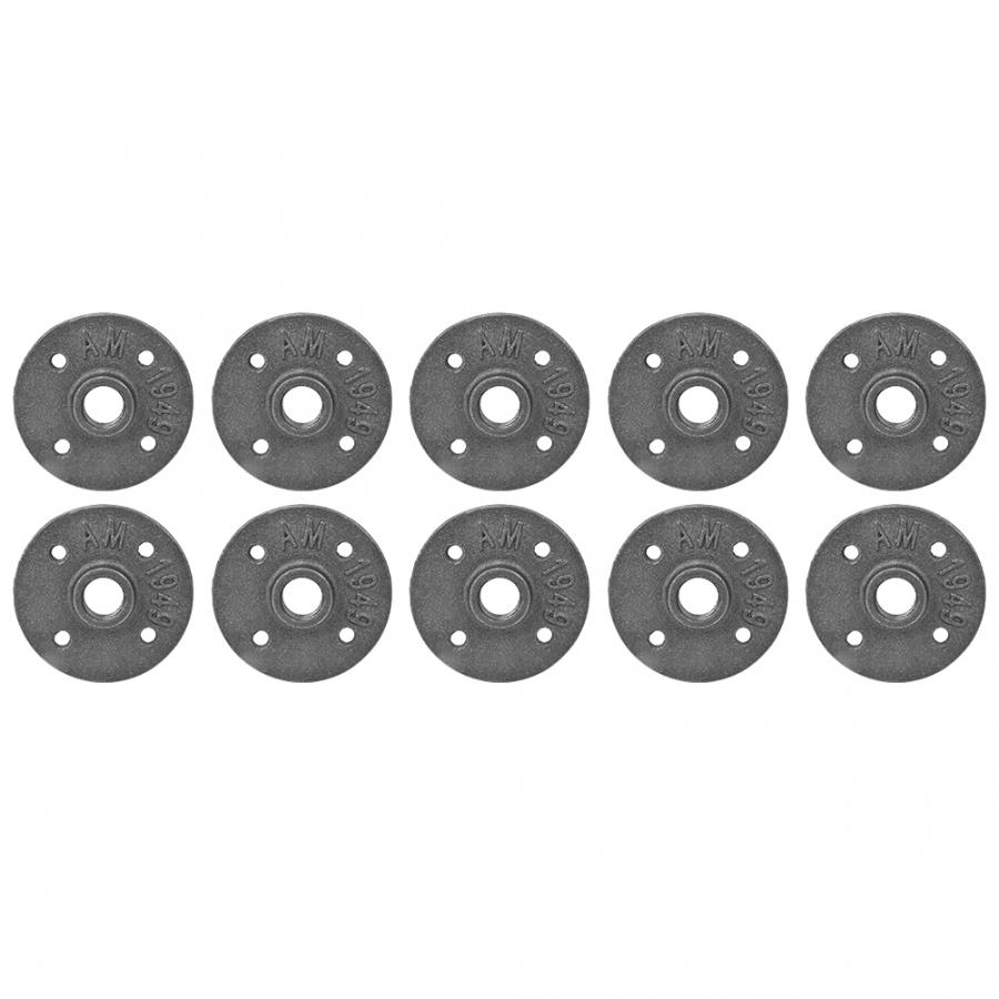 Flens Base 10PCS DN15 4-Gaten Muur Flens Gietijzeren Schroefdraad Flens Base Fittingen Hardware Tool Antieke Flens