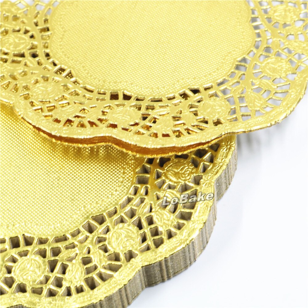 (100 stykker/pakke) top 5.5 tommer gyldenfarvet rundformet papirblondeservietter dækkeservietter til køkkenbordartikler