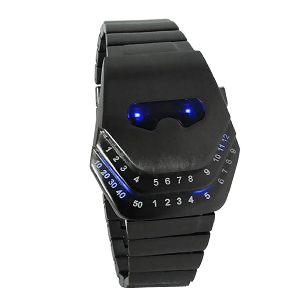 Mens Stainless Steel Snake Head Blue LED Wrist Watch Cool