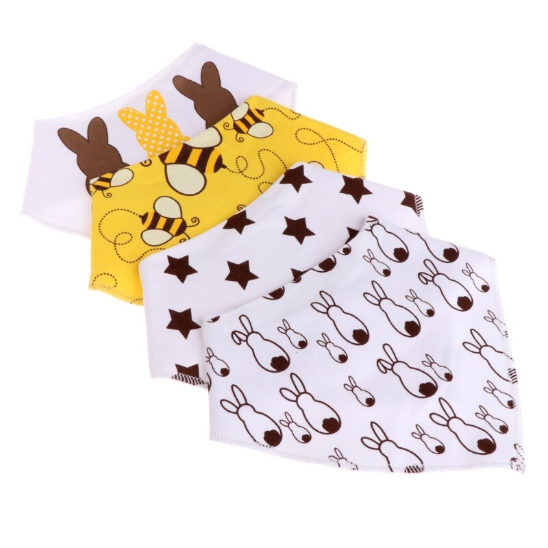 4 stuks baby unisex speeksel handdoek met kwijl driehoek bandana slabbetjes
