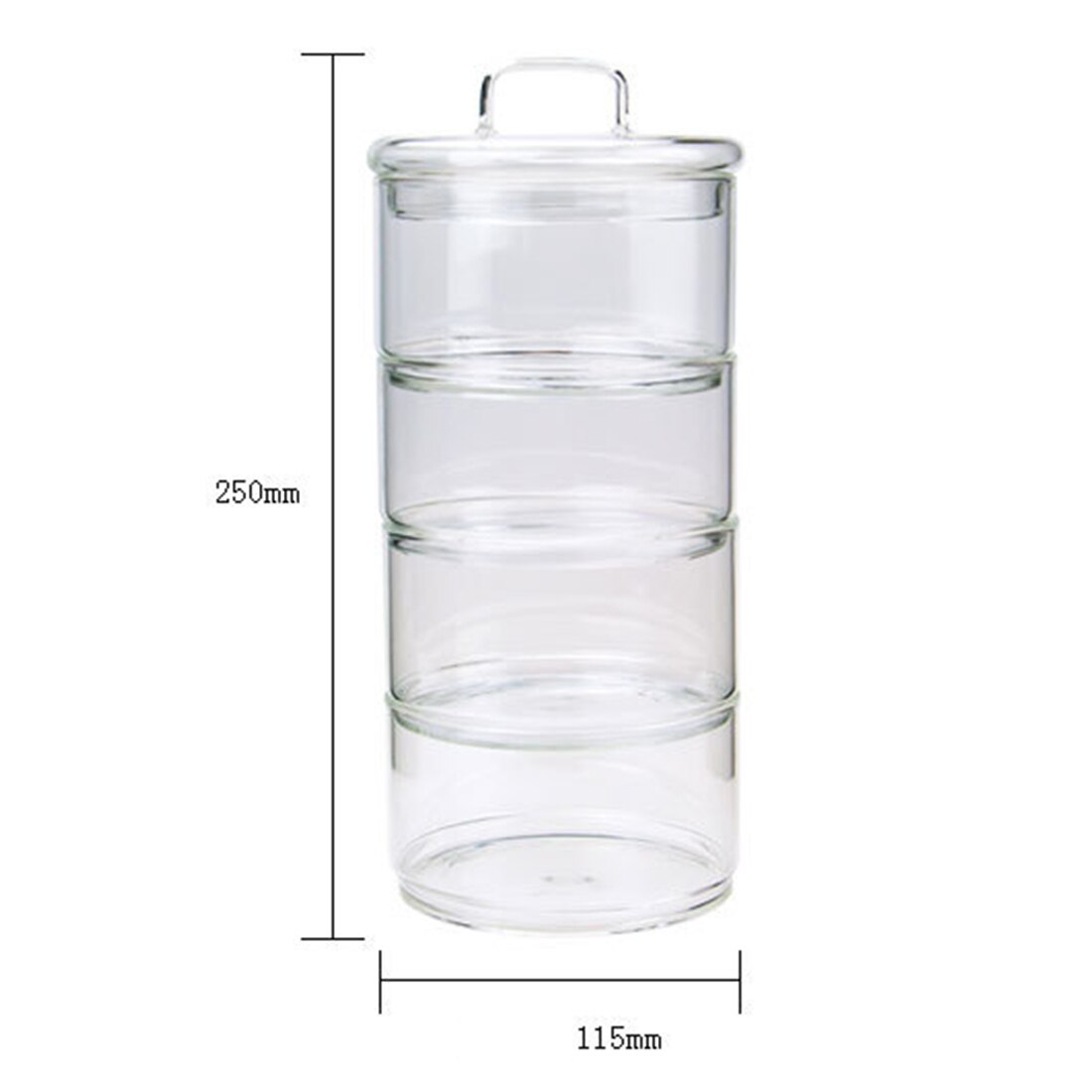 Multilayer Stackable Glass Canister Transparent Storage Container With Four Canister And One Lid/Three/Two Canister And One Lid