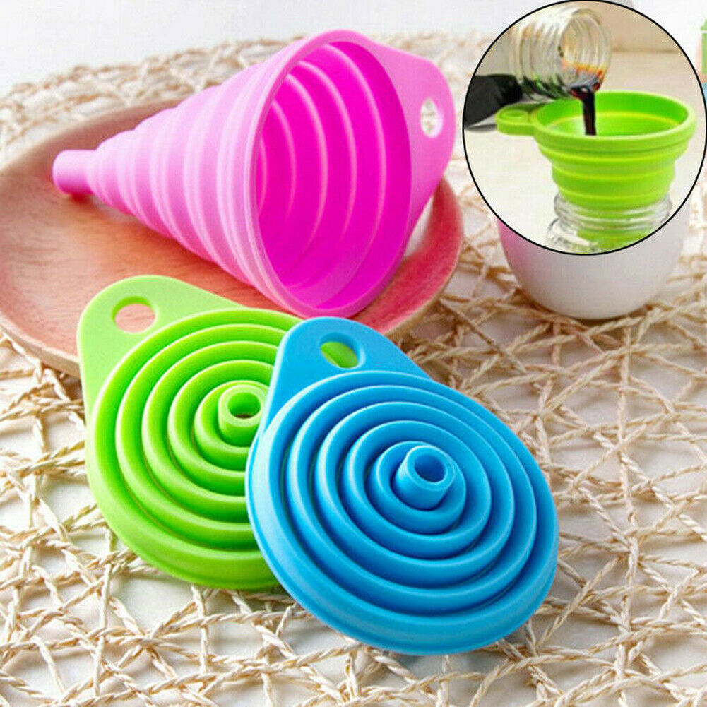 Mini Foldable Cute Kitchen Home Food Grade Silicone Folding Telescopic Funnel Colanders Strainers