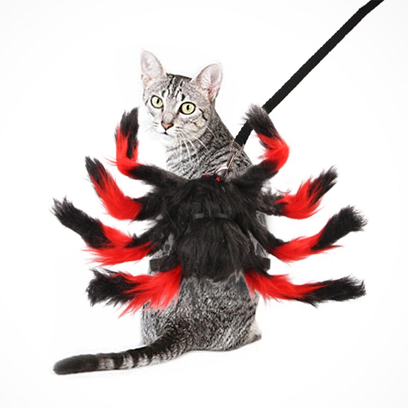 Spider Scary Costumes for Pets Dog Cats Clothing Halloween Pets Clothes Cat Spider Costumes with Leash Halloween Pet Party Props