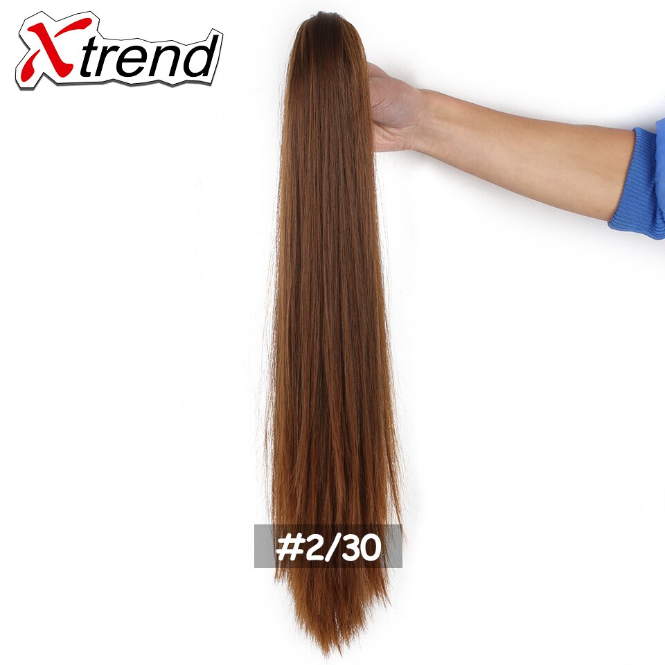 Xtrend-coletas de pelo sintético para mujer, extensiones de cabello de fibra de alta temperatura, con Clip de garra, peine de plástico, 20 pulgadas: #30