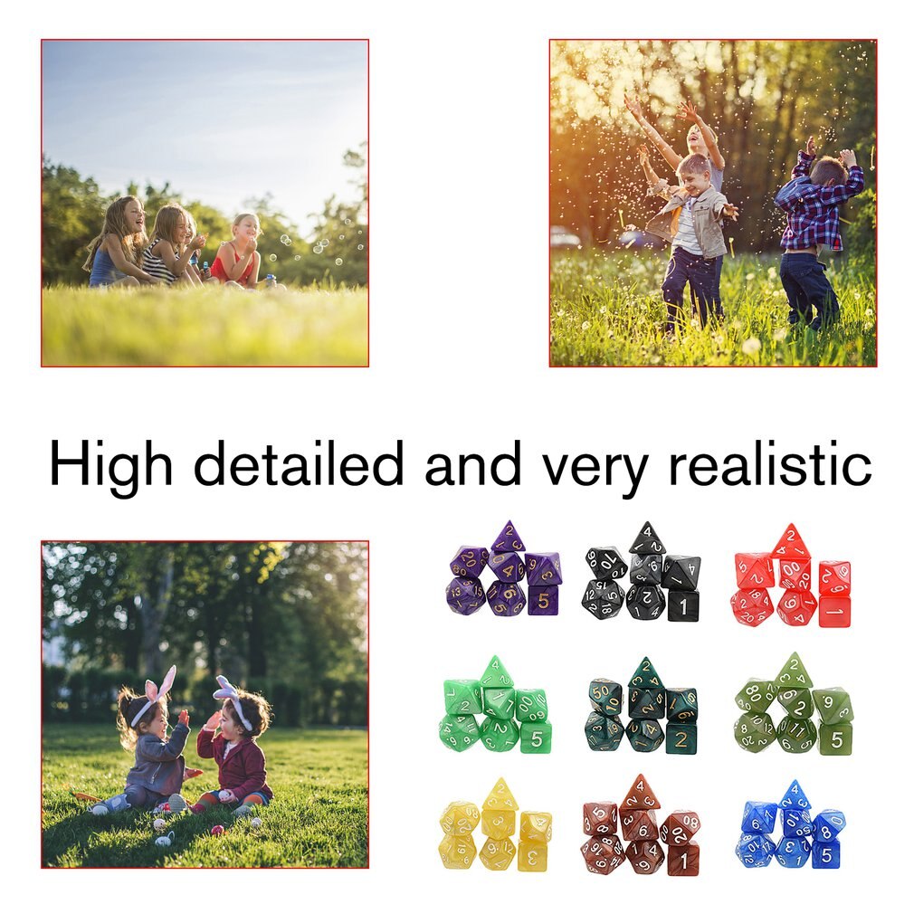 7pcs/set Games Gaming Dices Multi-sided Dices Desktop Game Accessories Multi Faceted Acrylic Dice Suit