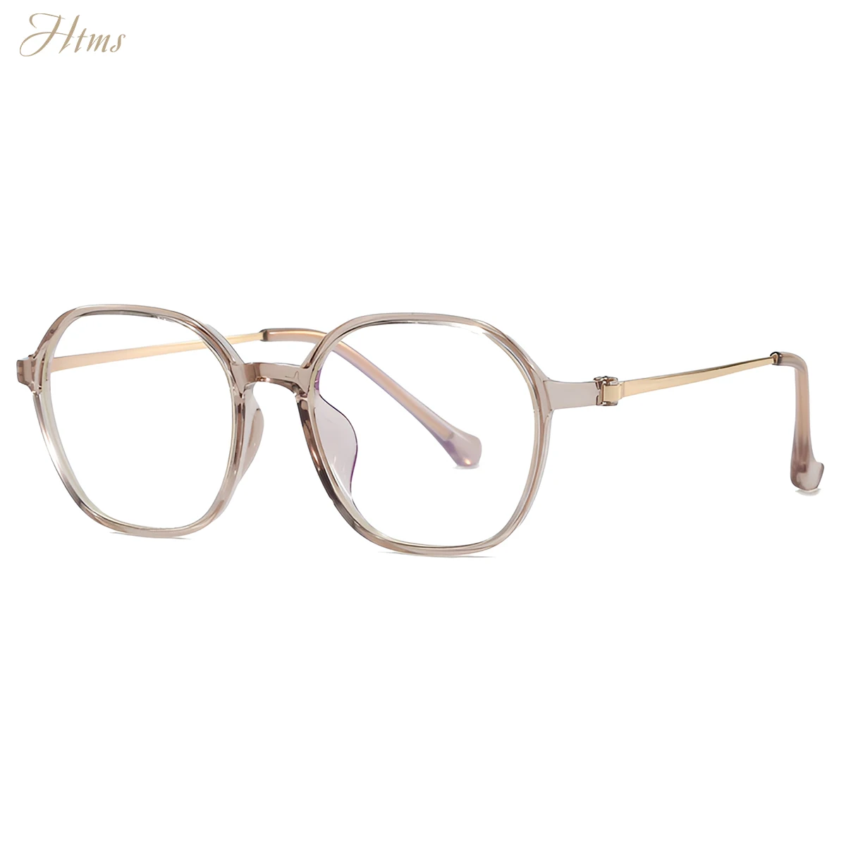 Htms geometriske polygon tr retro vintage briller letvægts  tr90 stel hipster unisex briller minimalistiske acetat: Mørkebrun
