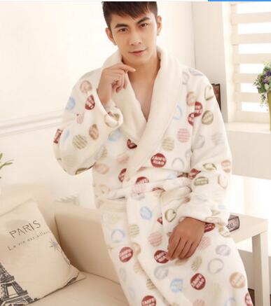 Herfst en winter flanellen badjas heren koraal fleece badjas verlengen heren nachtkleding flanellen badjas heren