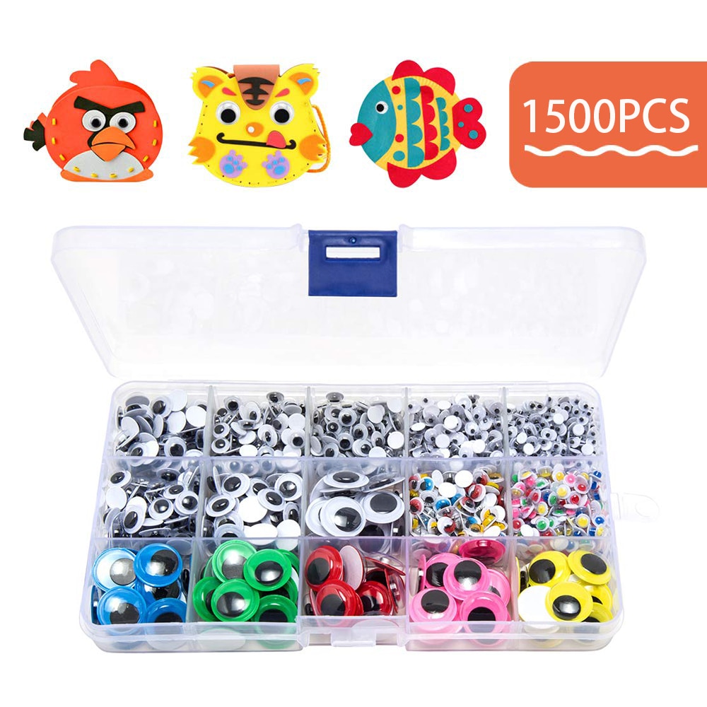 1500Pcs Googly Wiggle Eyes Self Adhesive Stickers DIY Crafts Set For Toys Handicrafts DIY Accessories