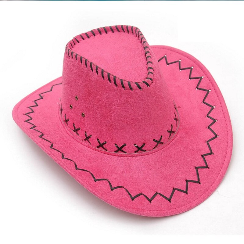 Retro Unisex Denim Wild West Cowboy Cowgirl Rodeo Fancy Dress Accessory Hats red: Watermelon Red