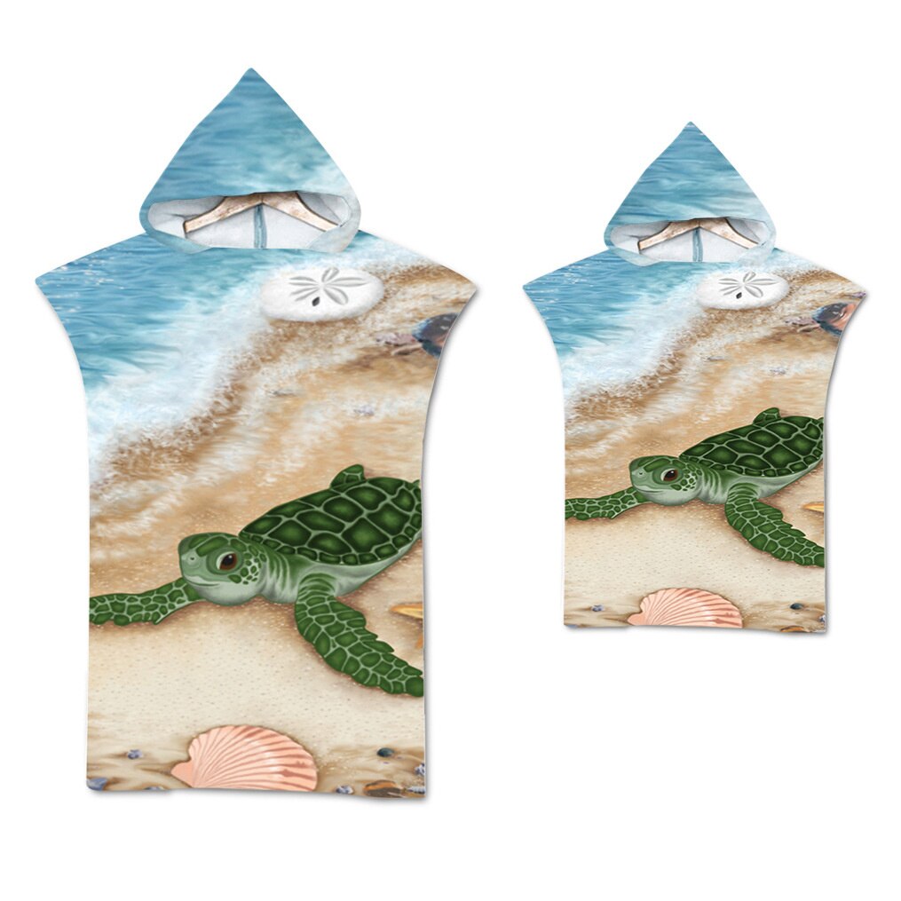 Gedrukt Sea Turtle Microfiber Hoodied Badhanddoeken Zand Gratis Draagbare Strandlaken Zwemmen Beach Surf Poncho Sport Handdoeken