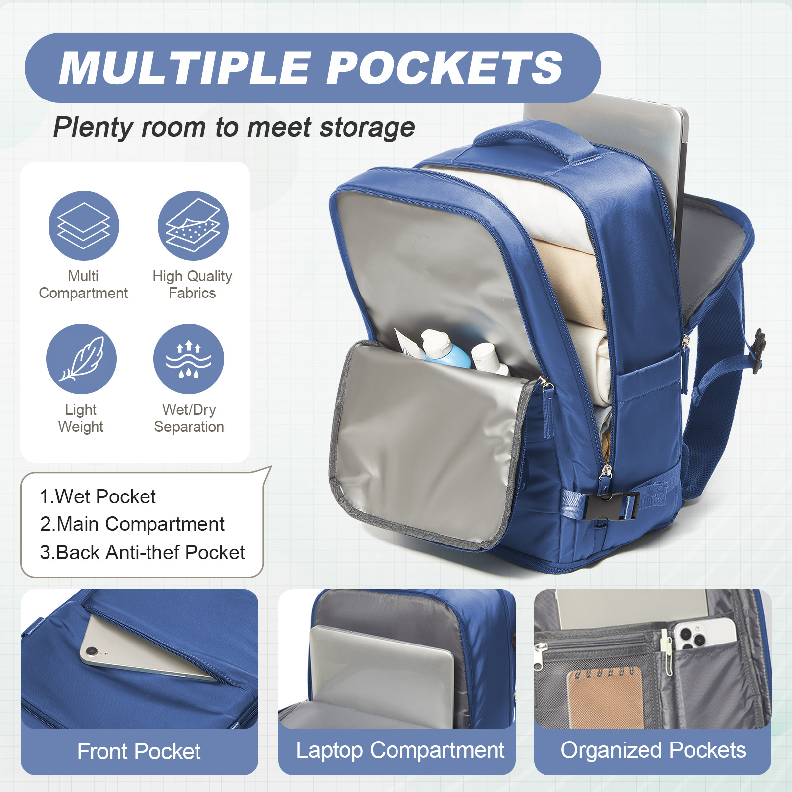Mochila de viagem para mulheres e homens, mochila Ryanair 40x20x25 bagagem de avião de cabine EasyJet 45x36x20 mochila bolsa para laptop de negócios