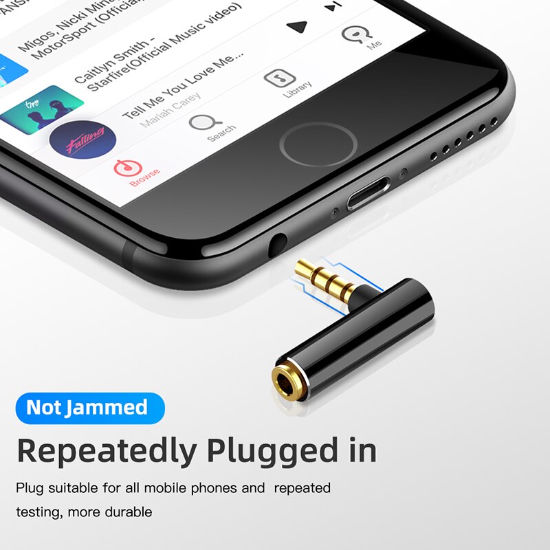 Robotsky 1PC 3.5mm Male To Female Adapter 90 Degree Right Angle Adapter Four Section L-shaped Elbow Connection Headphone Cable