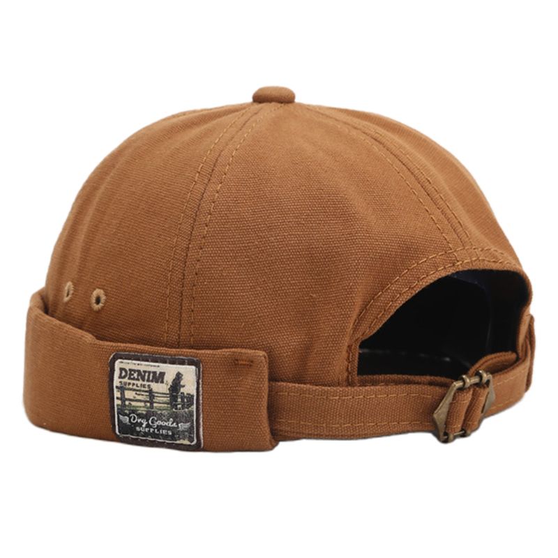 Unisex vintage brimless beanie hat broderi patch hip hop udlejer sømand cap