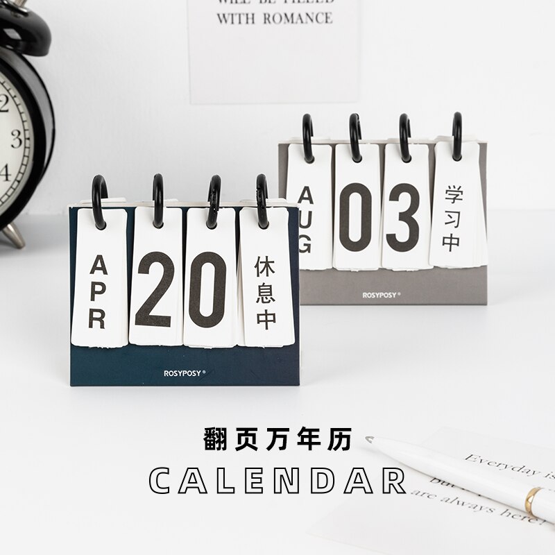 calendar Mini flip perpetual calendar Desk calendar school study Stationery to do list Commemorate Countdown day