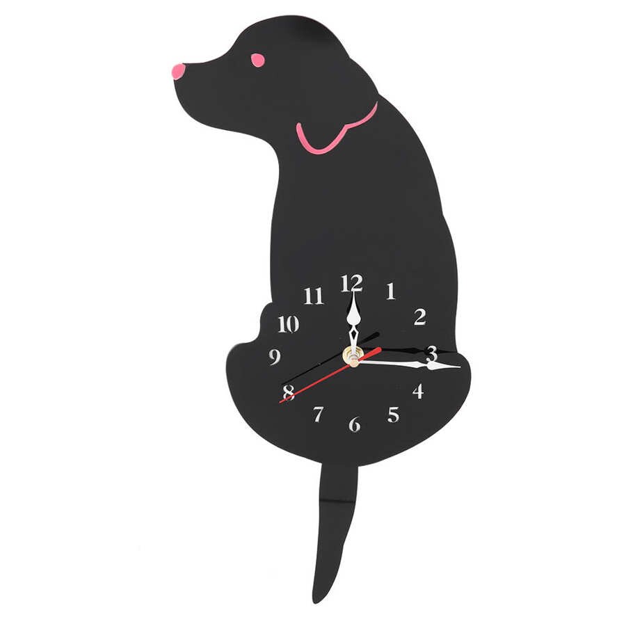 Cute Cartoon Dog Acrylic Wall Clock Decorative Clocks Modern Home Office Decor