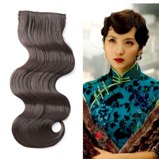 Coiffure à frange ondulée pour femmes, accessoires de coiffure style antique, clip d&#39;opéra, performance, qipao vintage: brown