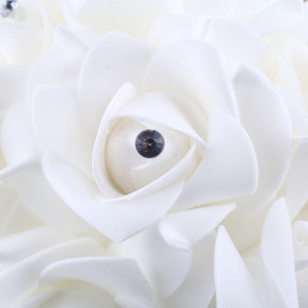 Beautiful White Ivory Bridal Bridesmaid Flower Wedding Bouquet Artificial Flower Rose Bouquet Crystal Bridal Bouquets#4