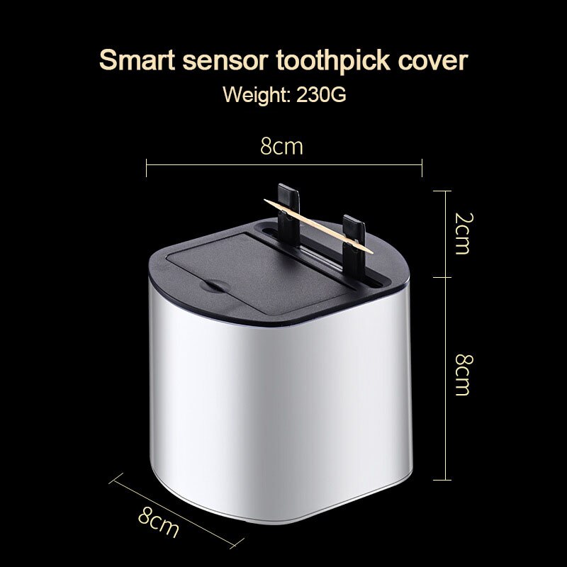 Intelligent Sensor Toothpick Box Automatic Pop-up Smart Sensor Toothpick Dispenser for Home Hotel Can Hold: White