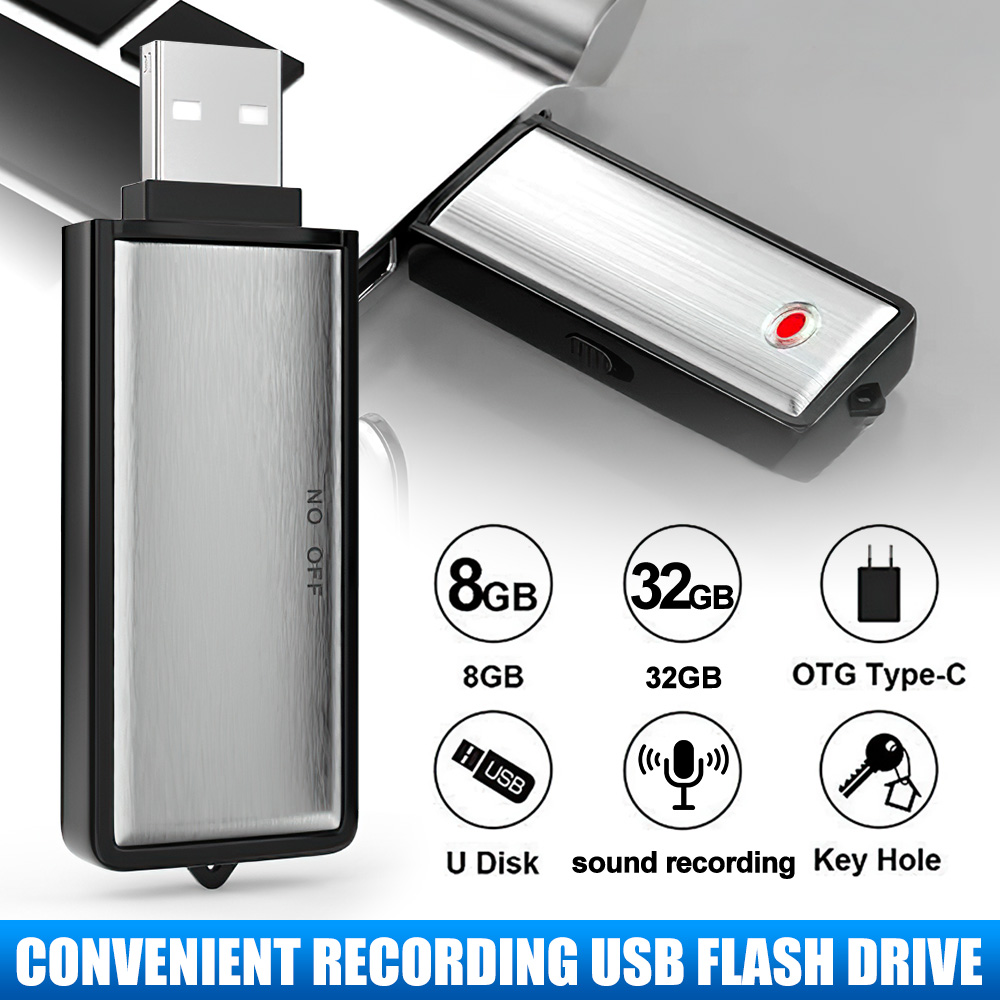 USB Voice Recorder Portable Digital Audio Sound Recording Device Noise Reduce Dictaphone 8GB/32GB USB Flash Driver